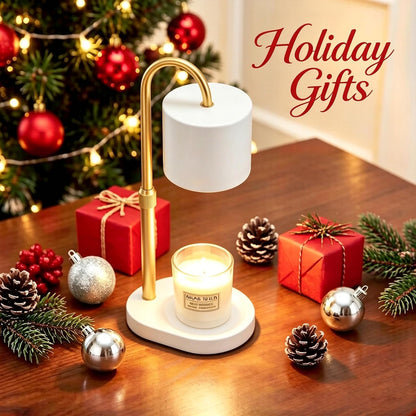 Dreamholder Electric Candle Warmer Lamp with Timer, Dimmable Candle Lamp with Adjustable Height, Wax Melter for Jar Candles Wood Base Floral Home Decor Gifts for Women Mom, Silver Glass