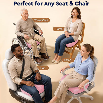 TushGuard Office/ Car Seat Cushion, Non-Slip Sciatica & Back Coccyx Tailbone Pain Relief Chair Pad, Memory Foam Butt Pillow for Computer Desk, Wheelchair, Driving (Black)
