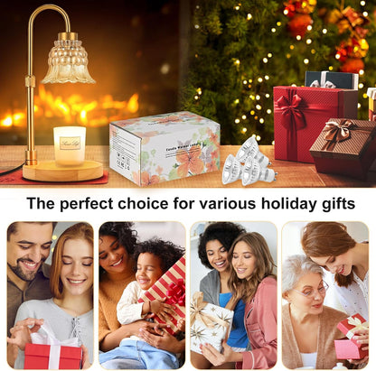 Candle Warmer Lamp with Timer & 3 Bulbs, Dimmable Electric CandleLight Adjustable Height and Brightness Candle Wax Warmer for Jar Candles Bedroom Home Decor House Warming Gift for Women (Round Gold)