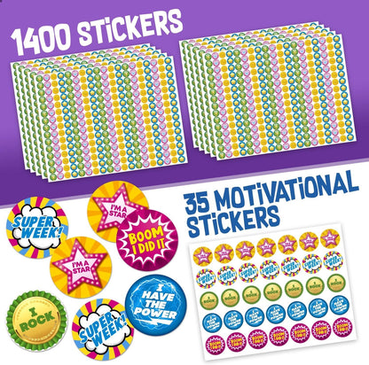 Behavior Reward Chart System - Pad with 26 Chore Charts for Kids, 2800 Stickers to Motivate Responsibility & Good Habits