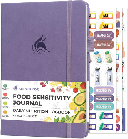 Clever Fox Food Sensitivity Journal & Symptom Diary, 8.5x11 Purple