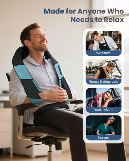 COMFIER Shiatsu Neck and Shoulder Massager with Heat,White Elephant Gifts for Adults,4D Deep Kneading Massage Pillow with Heat, Back Massager, Pillow Massage,Jet Black