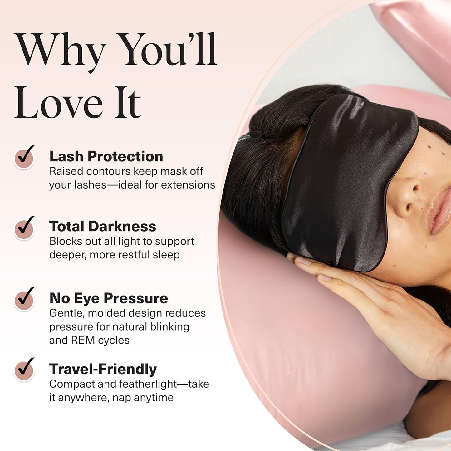 Kitsch Contour Satin Sleep Mask | Eye Masks for Sleep - Blush | Softer Than Silk Sleep Mask, Blindfold Sleep Masks for Women & Men, No Eye Pressure, Lightweight Eye Mask, Travel Essentials