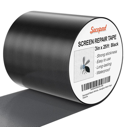 Secopad 2" x 420" (35FT) Screen Repair Tape, Screen Repair Kit, Black | Window Screen Patch, Quick Repair, Strong Adhesive, Easy to Use, For Mesh Window & Door, Cuttable Fiberglass, No Tools Needed