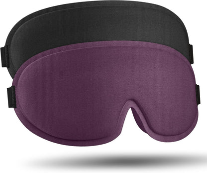 2 Pack Sleep Mask for Side Sleeper, Complete Light Blocking 3D Sleeping Eye Mask, Soft Breathable Eye Cover for Women Men, Travel, Nap, Relaxing Zero Pressure Night Blindfold (Pink+Purple)