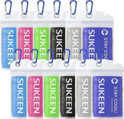 Sukeen Cooling Towels 6 Pack (40"x12"), Cooling Neck Wraps, Ice Towels, Microfiber Breathable Cooling Towel for Hot Weather, Sweat Towel for Gym, Sport, Running, Golf, Workout, Camping, Fitness