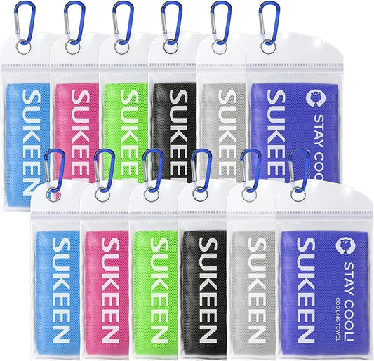 Sukeen Cooling Towels 6 Pack (40"x12"), Cooling Neck Wraps, Ice Towels, Microfiber Breathable Cooling Towel for Hot Weather, Sweat Towel for Gym, Sport, Running, Golf, Workout, Camping, Fitness