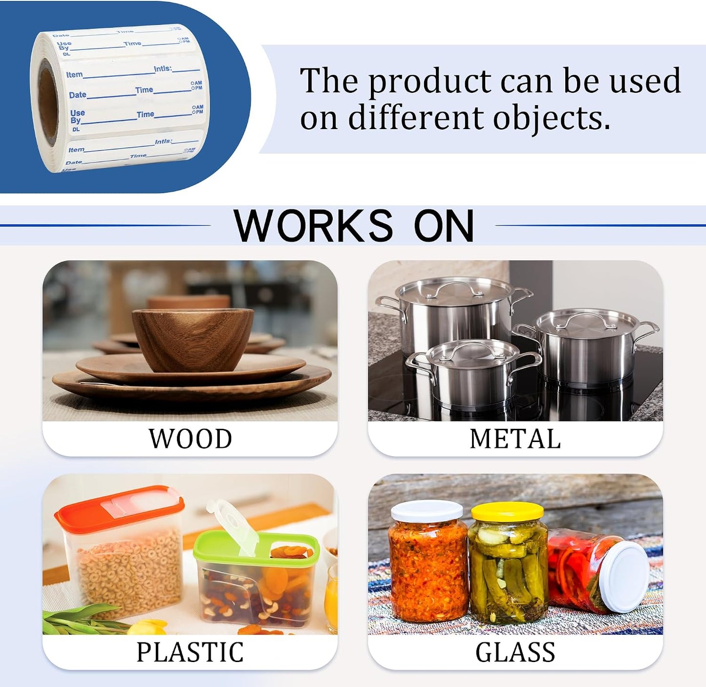 L LIKED 250 Dissolvable Labels 2"x 2" Use By Food Rotation Storage Label