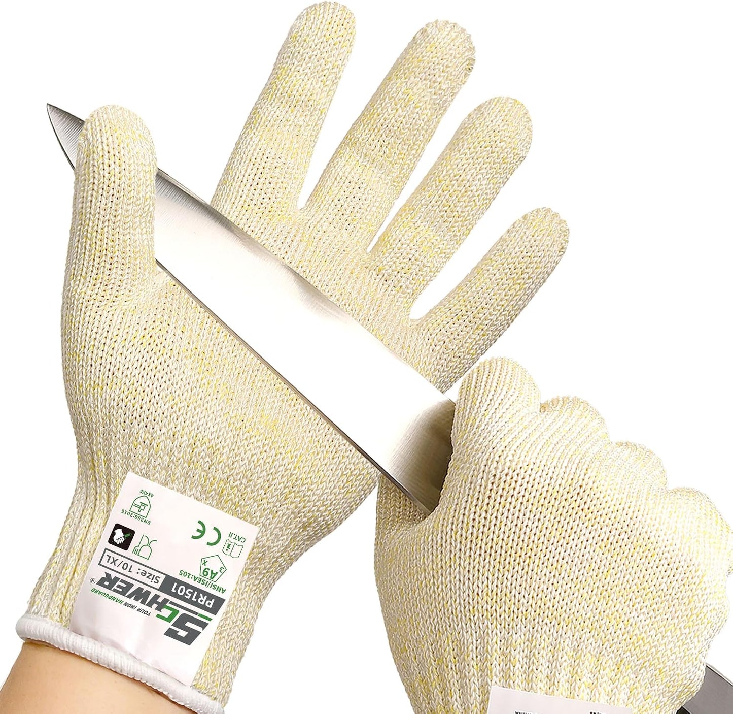 Schwer SlicePro Ultra-Durable ANSI Cut Resistant Gloves PR1501, 10X Reinforced Food Grade Cutting Glove, Mandoline Gloves for Kitchen Meat Cutting, Oyster Shucking, Fish Fillet Processing, M | Non PFAS, No Glass Fiber, for Kitchen Food Prep, Mandolin