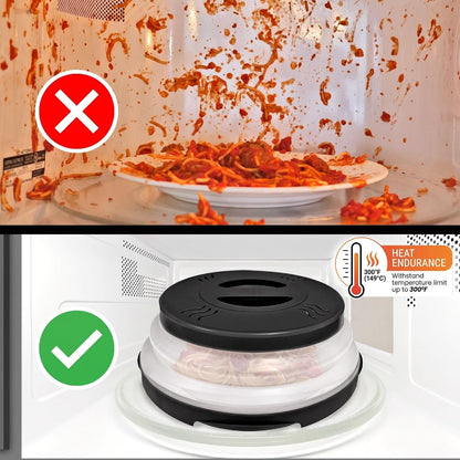HOVER COVER Magnetic Microwave Splatter Cover - 12-Inch Collapsible - Gray | High Power, Stronger Magnetic Grip, BPA-Free Lid, Vented Plate Guard with Steam Vents, Dishwasher Safe, Space-Saving Storage