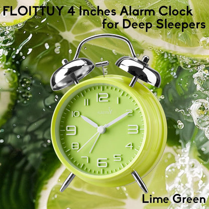 FLOITTUY Loud Alarm for Deep Sleepers 4'' Twin Bell Alarm Clock with Backlight for Bedroom and Home Decoration(Green)