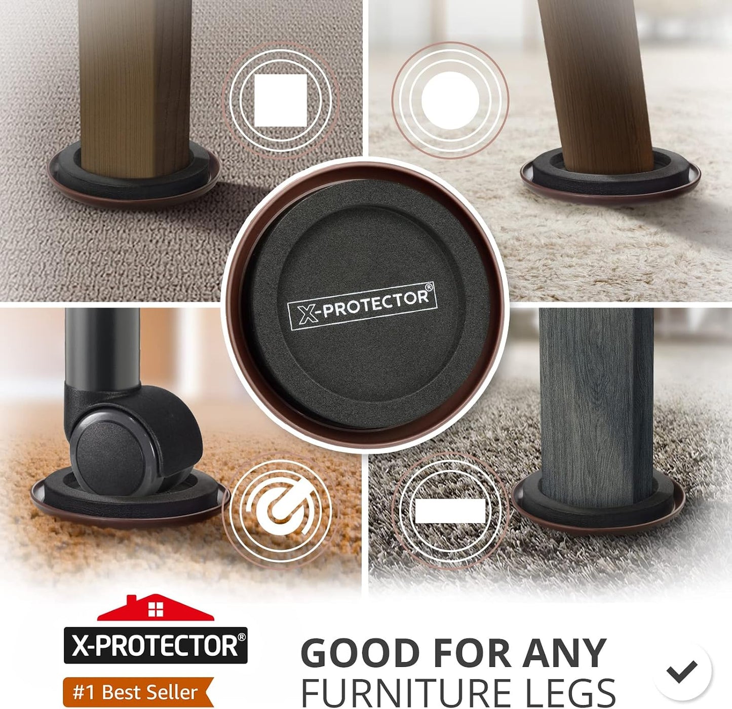 X-Protector Furniture Sliders for Carpet & Furniture Lifter Tool Set | 4 PCS 3 1/2" Sliders for Furniture with Foldable Furniture Jack. Move Your Furniture Easily with Furniture Movers for Carpets