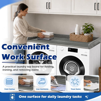 ROYXEN Washer Dryer Countertop, Laundry Countertop Solid Wood, Countertop for All Front-Loaded Washing Machine and Dryer, Extra Room for Laundry Room, Oak