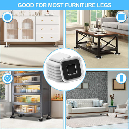 New Upgrade Furniture Sliders: Multi-Surface 3-in-1 Furniture Movers Slider | Heavy Moving Pads with 8PCS 4.3" Carpet Sliders + 4PCS Hard Floor Socks + 1 Lifter - Protect Floor and Easily Move Furniture
