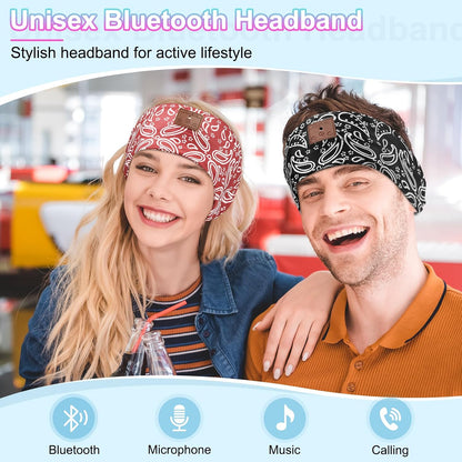 2-Pack Sleeping Headphones, Bluetooth 5.4 Headband Headphones, Wireless Bluetooth Headband for Yoga, Running, Workout, Travel, Sports, Unique Presents for Adult Teens - Black&Blue