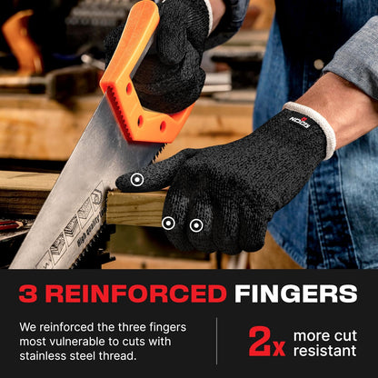 NoCry Cut Resistant Gloves With Grip Microdots — Food Grade Cutting Glove | Cut Proof Kitchen Gloves, Mandoline and Food Prep Safety, Great For Woodworking, Ambidextrous, Breathable, Machine Washable