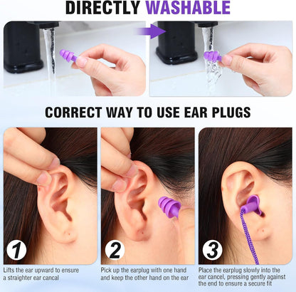 Tondiamo 200 Pairs Ear Plug Bulk with Cord Reusable Silicone, Fresh