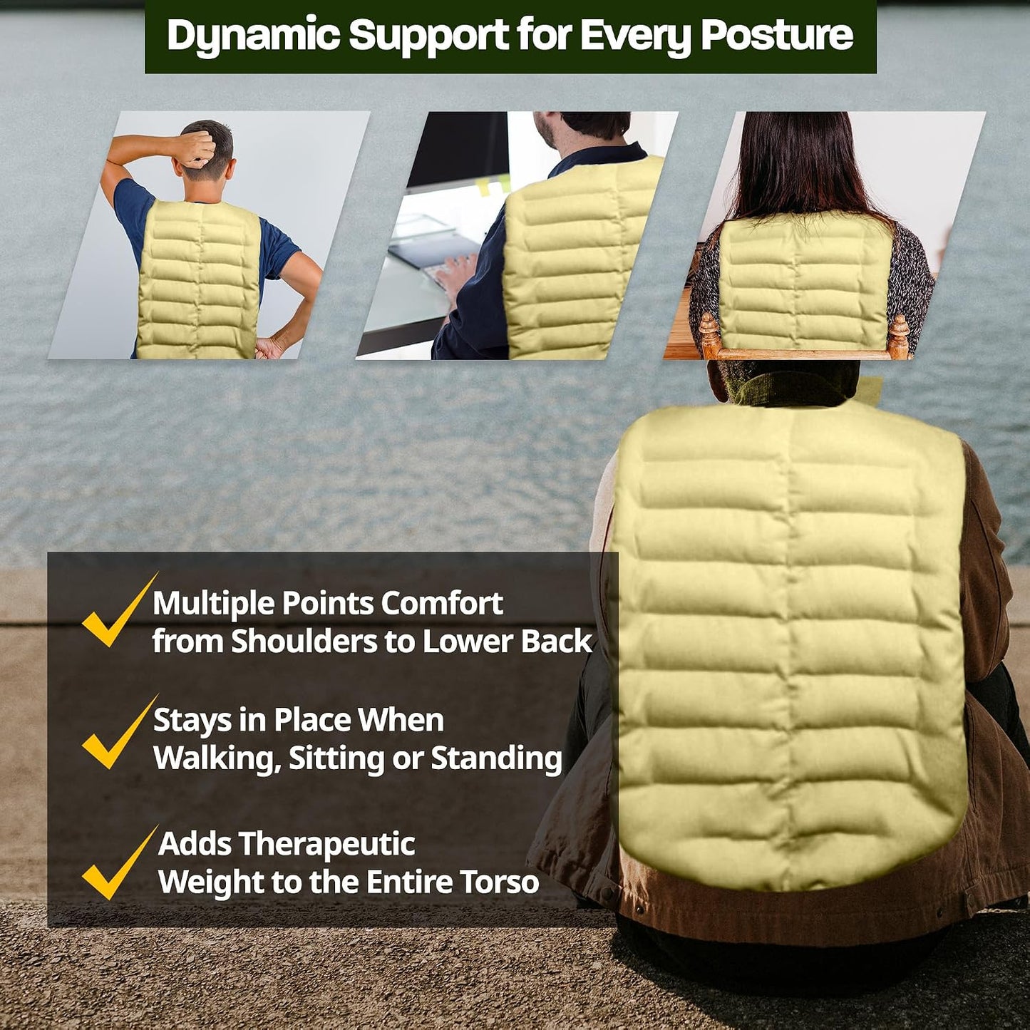 Kozi Weighted Heating Pad Microwavable|Hot & Cold Aromatherapy Neck and Back wrap|Moist Heat for Cramps, Muscles, Joints, Back, Neck and Shoulders, Heat Compress Pillow
