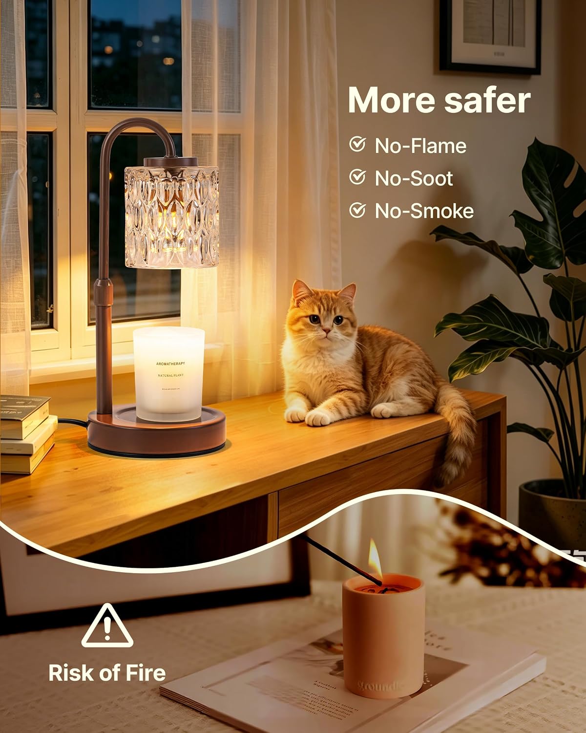 CASTLELIFE Dimmable Candle Warmer Lamp with Timer, Height Adjustable Candle Warmer for Jar Candles, Electric Wax Melt Warmer for Home Decor House Warming Gifts, Birthday Gifts for Women, Black Clear