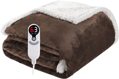 Soypipo Electric Heated Throw Blanket 50"x60", Faux Fur Plush with 4 Heat Settings & 2/4/8/10H Auto Shut-Off, Overheat Protection, Machine Washable, for Office & Chair, Dark Grey