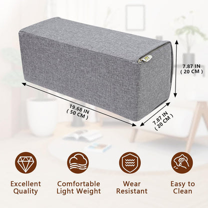 2 Pack Couch Arm Rest Pillow, 6''x6''x20'' Faux Leather Waterproof Cover, High Density Foam Armrest Cushion, Removable & Washable Elbow Support for Sofa, Bed, and Armchair (Medium Grey)