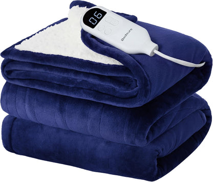 Bedsure Heated Blanket Throw Blanket with Preheat Function - Fast Heating Electric Blanket, Soft Flannel Throw with 6 Time Settings(Up to 10H), 6 Heating Settings, Gifts for Grandma (50"x60", Grey)