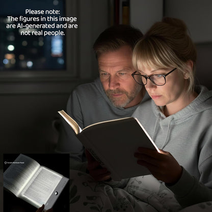LED Flat Book Light for Reading at Night in Bed, Black | Eye-Caring, 3 Color Temperatures, Stepless Dimmable, USB Rechargeable, Portable Flat Panel Lamp for Kids & Adults