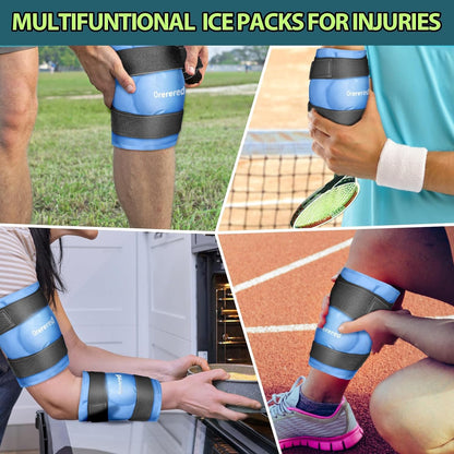 Ice Packs for Injuries Reusable Knee Gel Ice Pack Wrap for Swelling Black