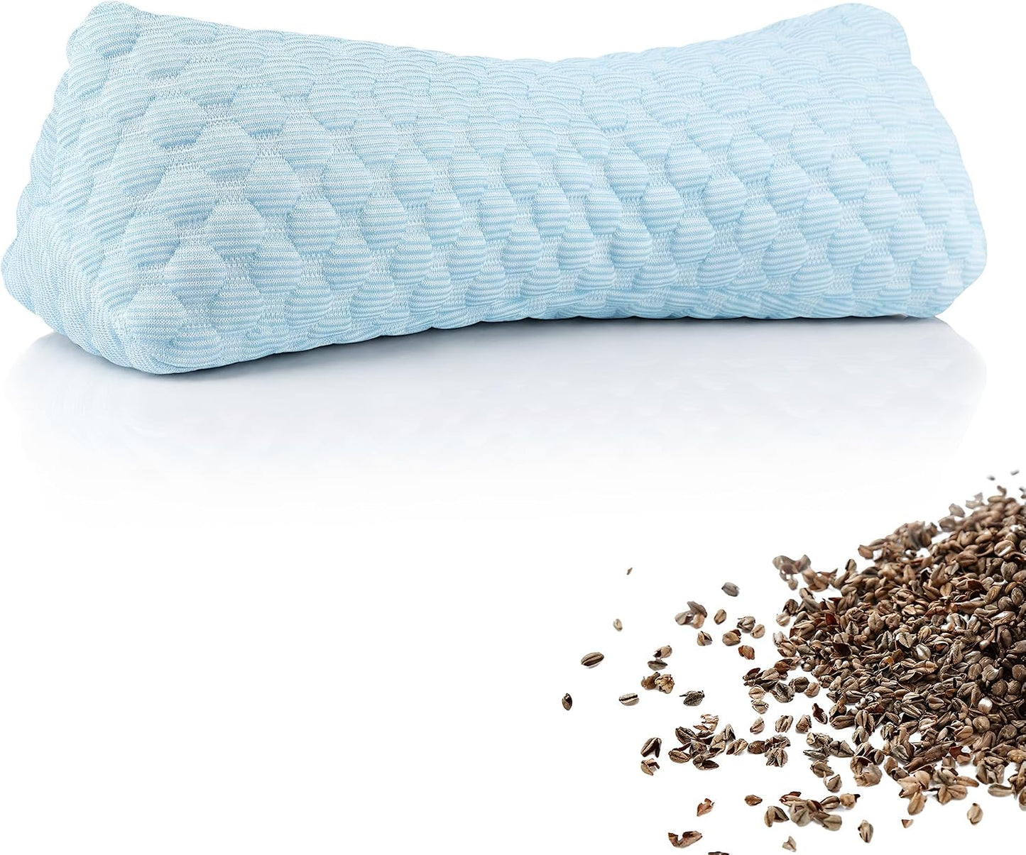 Buckwheat Cervical Pillow, Adjustable Neck Support Pillow for Sleeping, Organic Buckwheat Hull Pillow, Firm Breathable Neck Roll Pillow with Removable Cover for Back and Side Sleepers