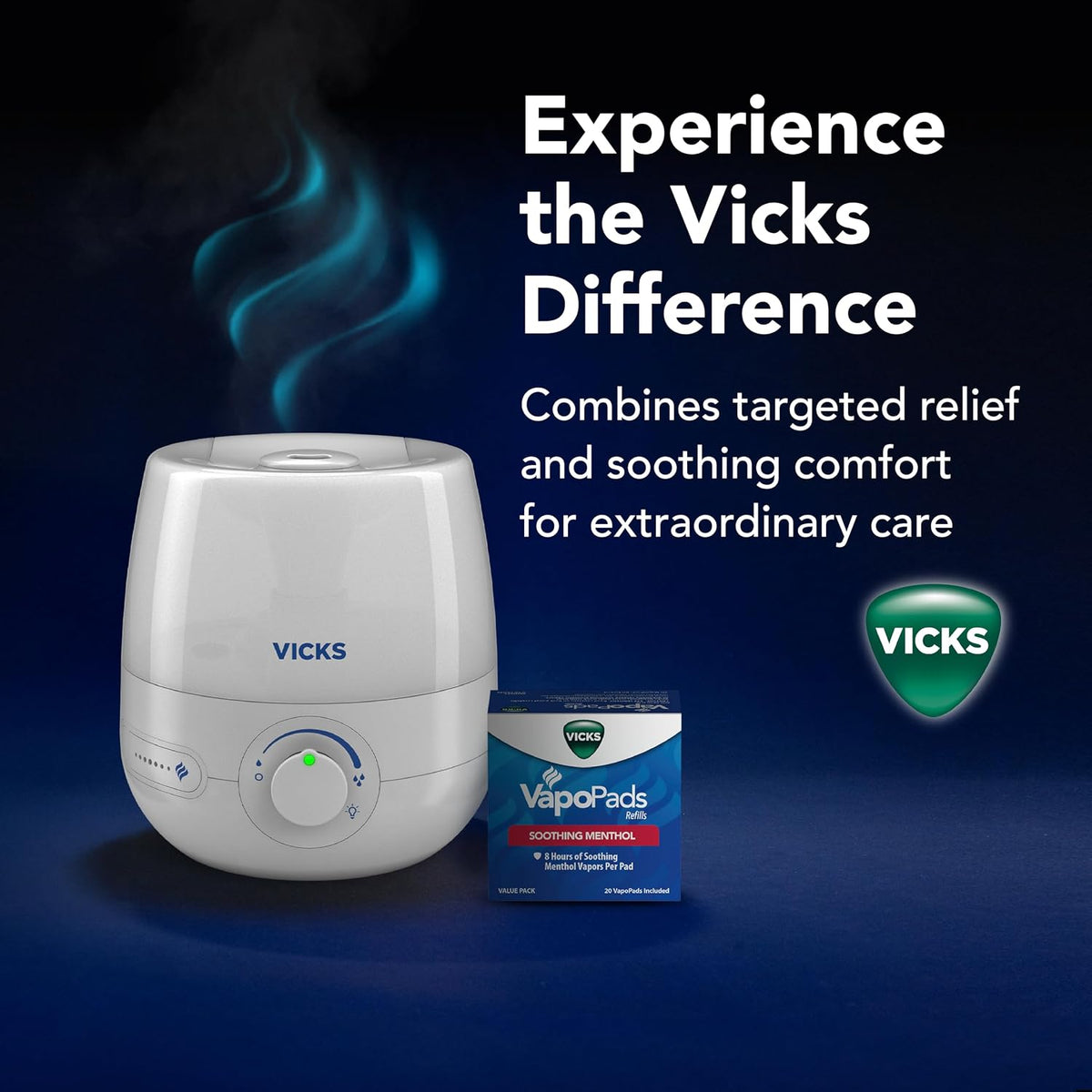 Vicks NaturalCare Cool Mist Ultrasonic Humidifier, White