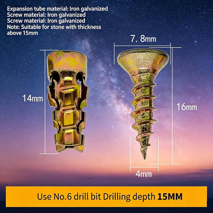 6×14mm Short Expansion Screw Set,Door Hinge Repair Screw and Expansion Anchor (100)