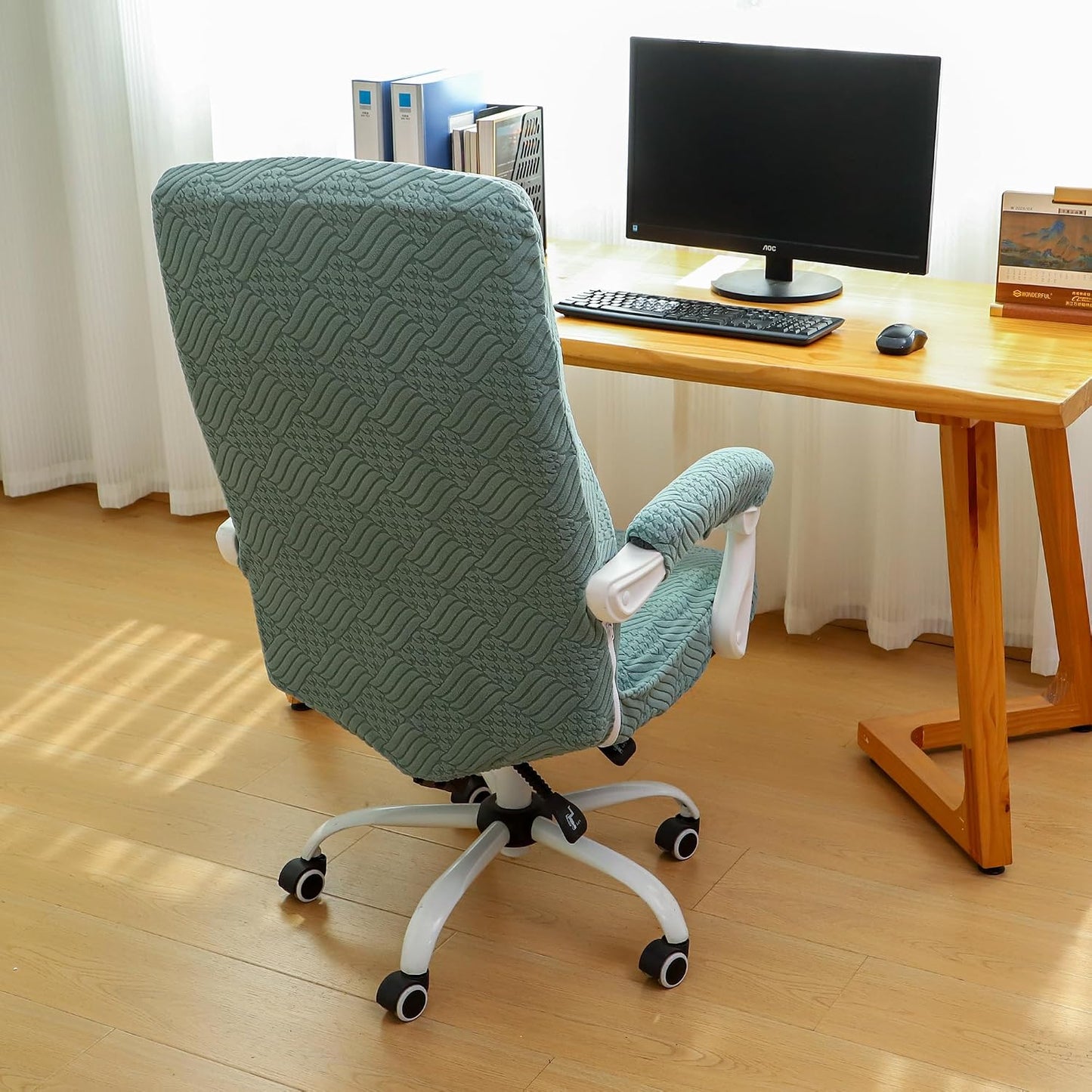 FORCHEER Office Chair Armrest Cover with Zipper 15inch Stretchable Water Resistant Computer Office Chair Arm Rest Slipcover for Desk Chairs Arm 2Pack-Army Green