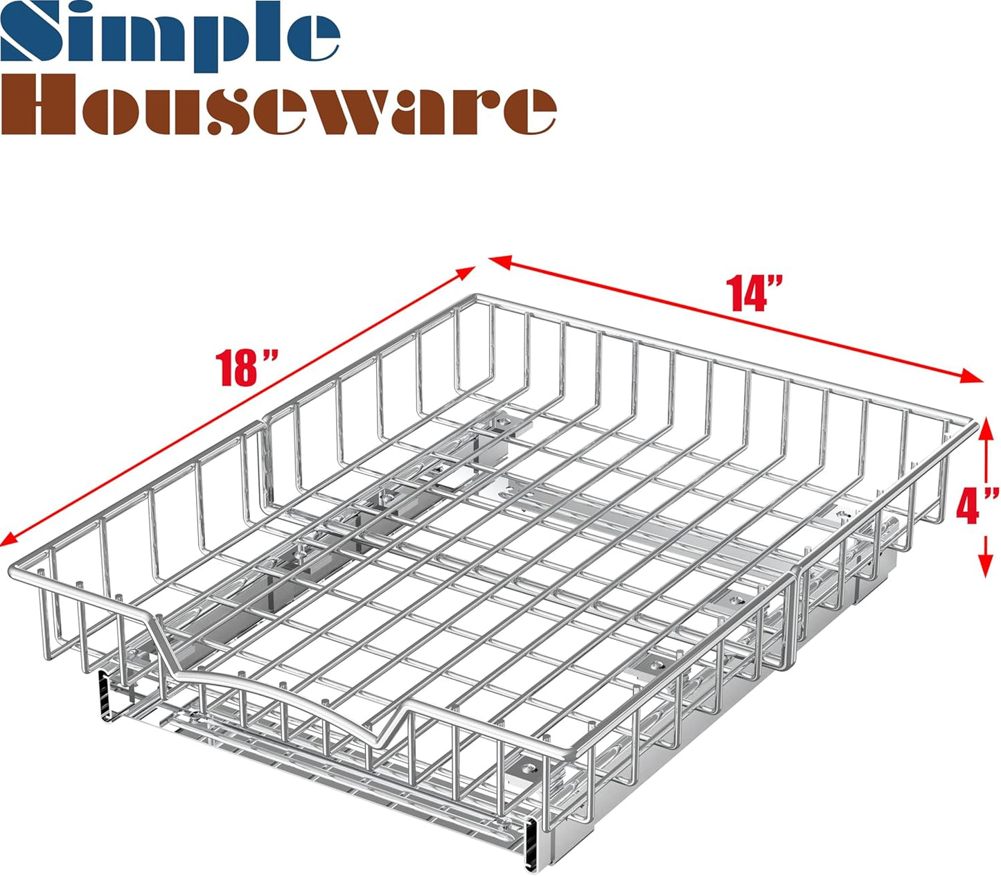 Simple Houseware Under Cabinet Pull Out Sliding Shelf, 21" Dx11 W, Chrome