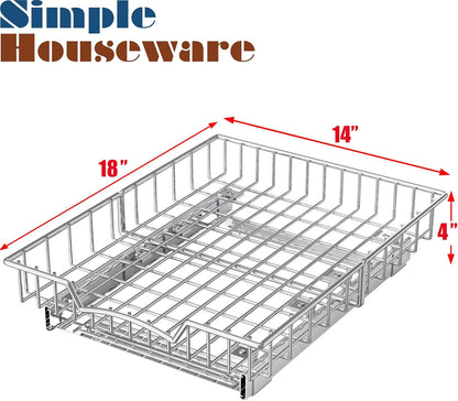 Simple Houseware Under Cabinet Pull Out Sliding Shelf, 21" Dx11 W, Chrome