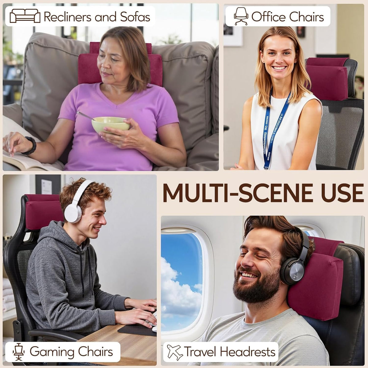 Neck Pillow for Recliner Chair, Adjustable Recliner Pillow for Headrest