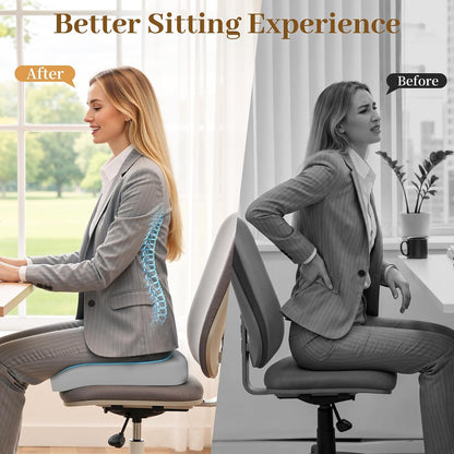TranquilRelax Memory Foam Seat Cushion for Office Chair, 3-Inch, Black | Medium-firm Support for Long Sitting, Washable Mesh Cover, Non-slip Base, Perfect for Car Seats & Short Drivers