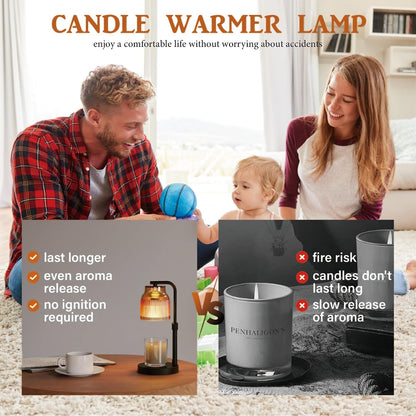 Candle Warmer Lamp with Timer Dimmer,Adjustable Height with 2 Bulbs,Birthday Gifts for Women,for Jar Candles Home Decor,Black