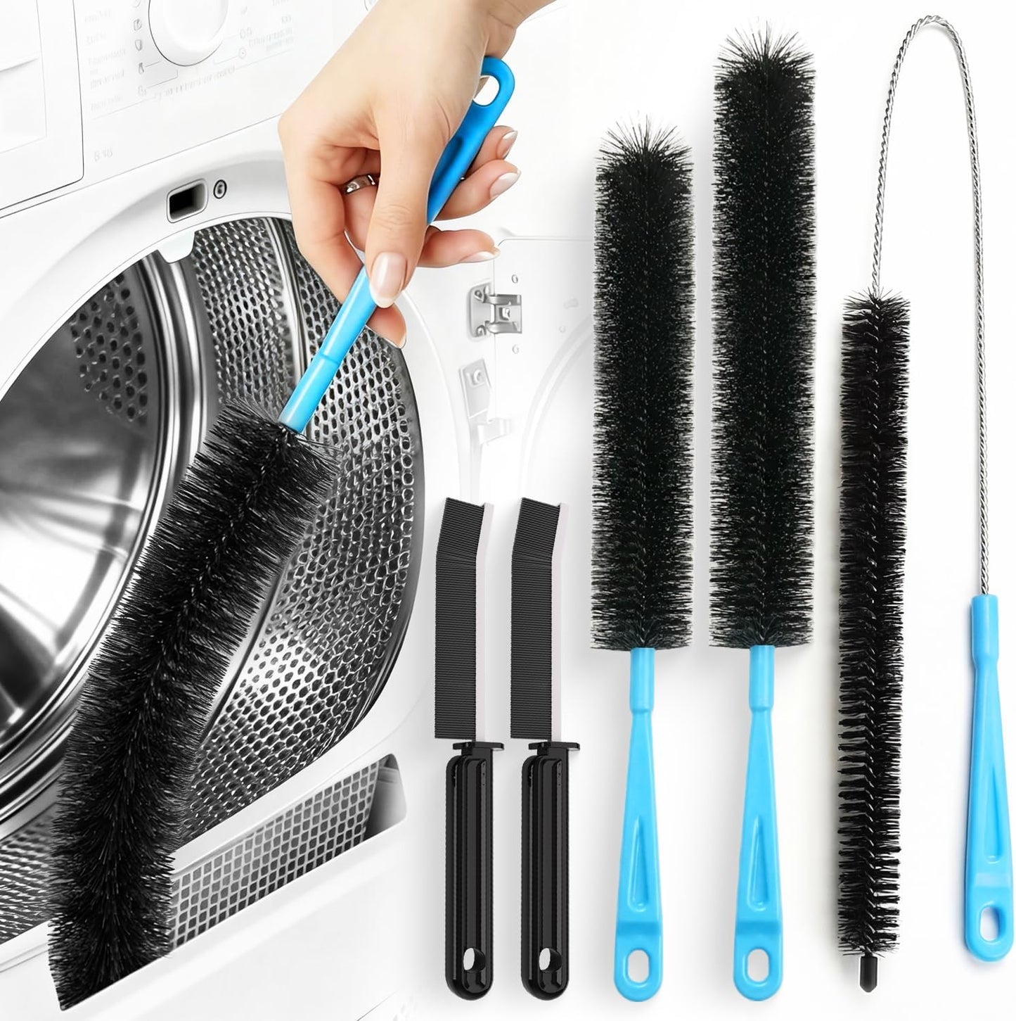 Holikme Dryer Vent Cleaner Kit 5P Flexible Snake Brush for Lint Removal‌ | Durable Nylon Bristles, Deep Reach Design, Cleans Hidden Gaps, Easy To Clean Store, Reusable Tool For Household Maintenance