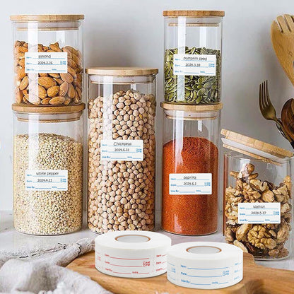 1000pcs Food Labels, AIMEIKI 1 x 3 Inch Removable Date Stickers Freezer Labels for Food Containers, Easy to Write-On & No Residue (2 Rolls)
