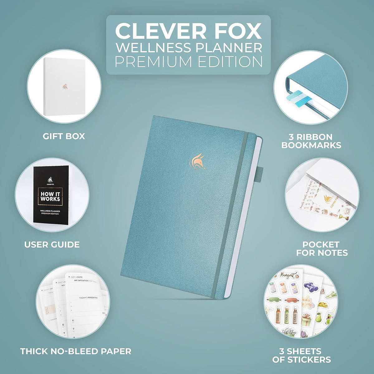 Clever Fox Wellness Journal Premium for Women, Workout & Food Light Pink