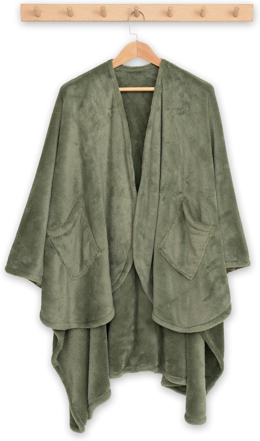 Berkshire Blanket Primalush™ Wearable Blanket, Cozy Loungewear Pocketed Plush Cape Wrap for Adults & Teens(Purple, One Size 58"X64")