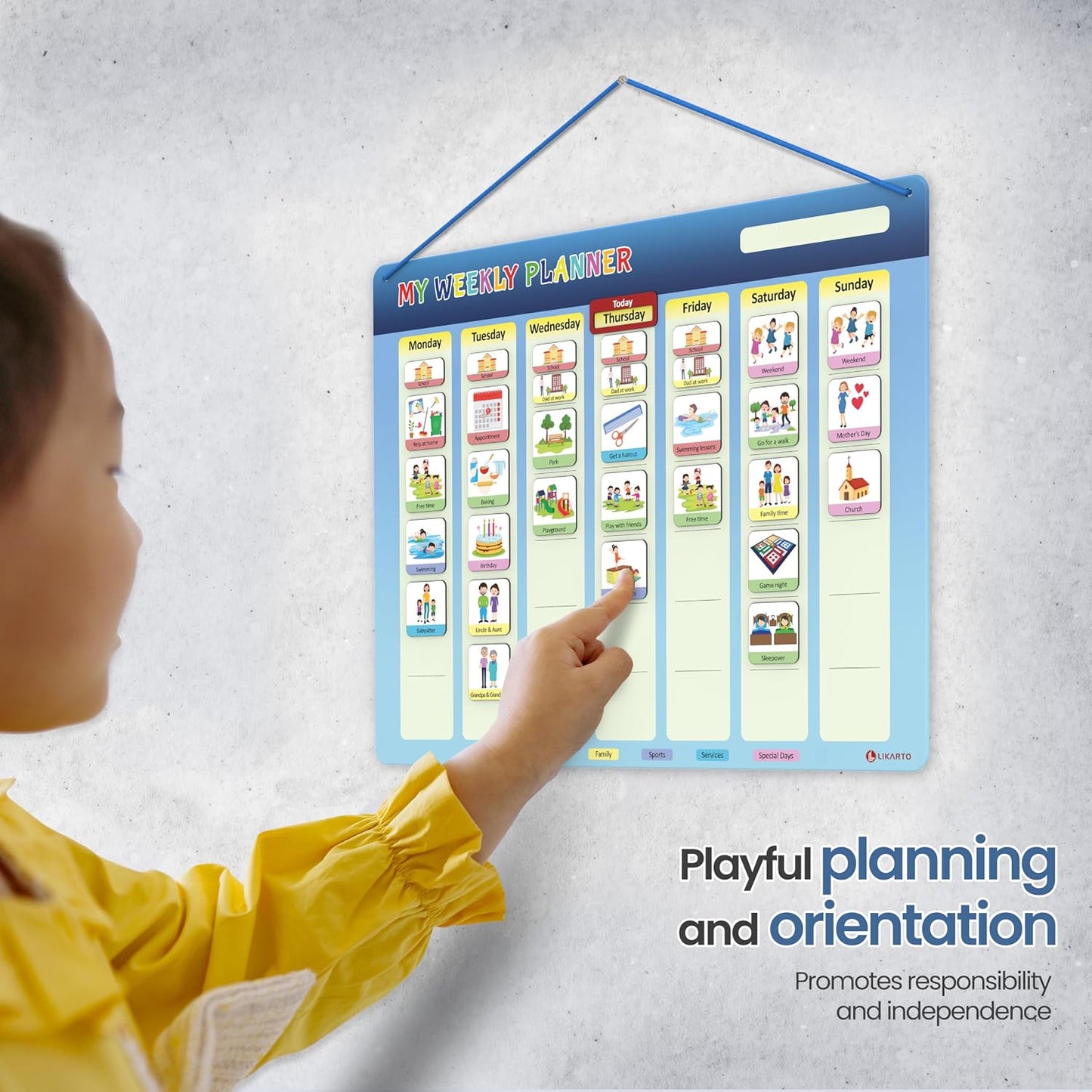 LIKARTO® Visual Schedule for Kids - Routine Chart for Kids - Magnetic Schedule with 147 Magnets - Chore Chart for Children - Morning Evening Bedtime Routine for Toddlers, Autism, ADHD