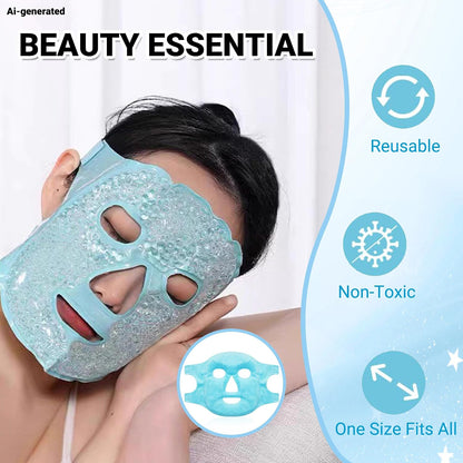 Cold and hot gel bead comprehensive facial mask is applicable to ,facial skin pulling, plastic surgery and laser surgery to restore puffiness, swelling, dark eye circles and headache (Purple)