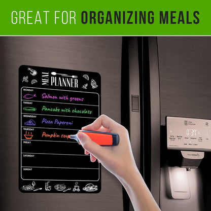 Dry Erase Menu Board for Fridge A4-8.5 x 12 in Weekly Meal Planner Dry Erase Board Magnetic Meal Planner for Refrigerator Dry Erase Dinner Menu Board for Kitchen Magnetic Dinner Menu for Fridge
