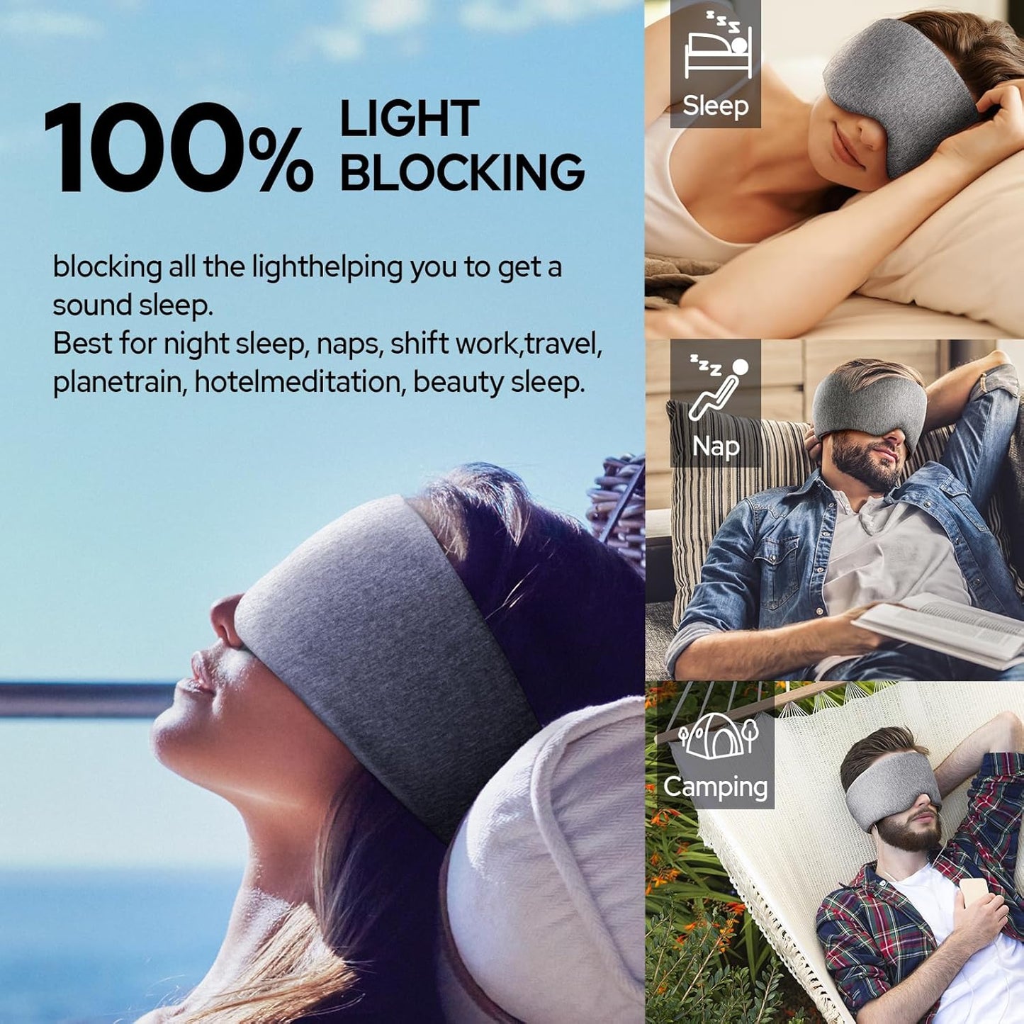 Silk Sleep Mask – 100% Mulberry Silk Eye Mask for Sleeping, Soft Slip Feel, Adjustable Headband, Blackout for Side Sleepers, Men & Women | Soft Slip Feel, Adjustable Headband, Blackout for Side Sleepers, Men & Women