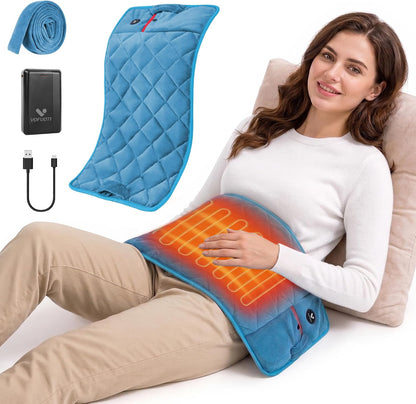 Portable Heating Pad, Cordless Weighted Heating Pad with Battery