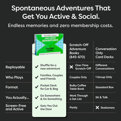 Unplanned Adventures Card Game; Fun Date Night, Road Trip & Family Fun Gift