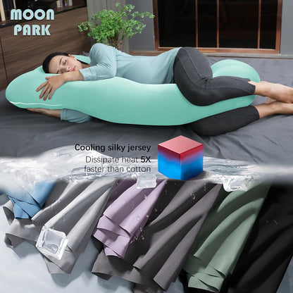 MOON PARK Pregnancy Pillows for Sleeping - 57 Inch U Shaped Full Body Maternity Pillow with Removable Cover - Support for Back, Legs, Belly, Hips - Pregnancy Pillow for Women - Grey