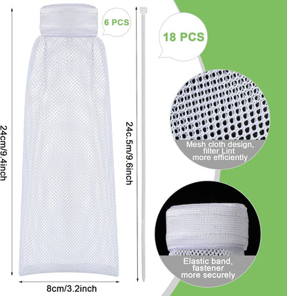 Shappy 24 Pack Washing Machine Lint Traps with Cable Ties (White) | Nylon Mesh Lint Traps, Hair & Pet Hair Filter, Easy Drain Hose Installation with Cable Ties, Fits Most Washing Machines