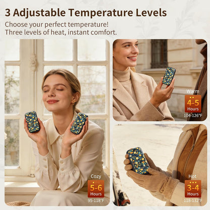 LERAT Hand Warmers Rechargeable,2 Pack Electric Hand Warmers,3-Second Fast Heating,3 Heat Settings,Portable & Lightweight Gifts for Women Men,Outdoor,Camping,Hiking,Skiing,Hunting,Travel